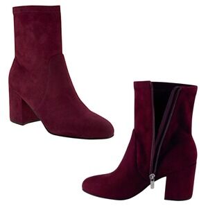 Marc Fisher lleesia Ankle Boots Women's 6.5 Medium Dark Red Burgundy Block Heel